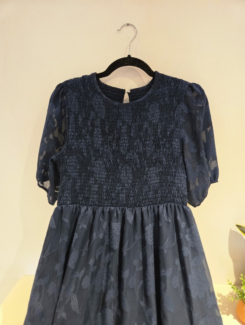 Navy Blue Tiered Floral Dress - Picture 4 of 5